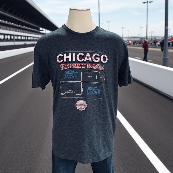 NASCAR Chicago Street Race Shirt 2024 Track Map Graphic Tee XL NWT - Picture 1 of 8